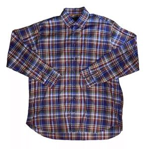Mens Robert Talbott Purple Plaid Tailored Dress Shirt Long Sleeve Button Up XL